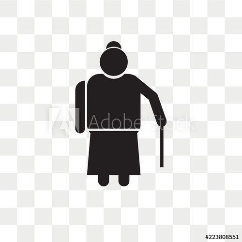 500x500 Old Lady Walking Vector Icon Isolated On Transparent Background