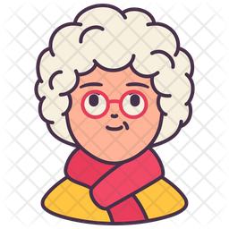 256x256 Old Woman Icon Of Colored Outline Style