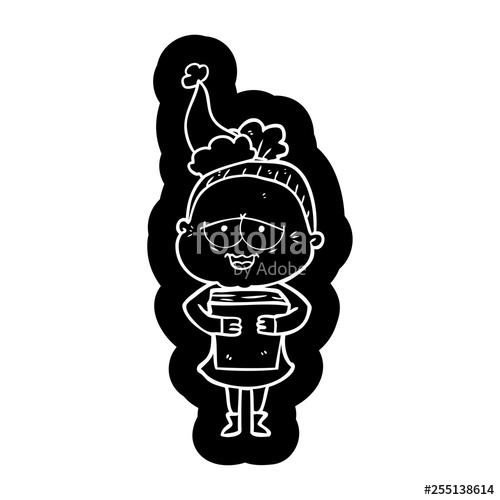 500x500 Cartoon Icon Of A Happy Old Lady Wearing Santa Hat Stock Image