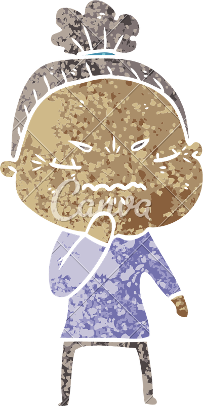401x800 Cartoon Annoyed Old Lady Icon Art
