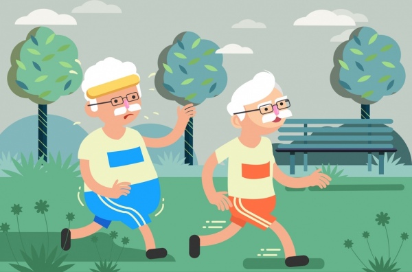 600x396 Lifestyle Background Old People Exercise Icon Cartoon Design Free