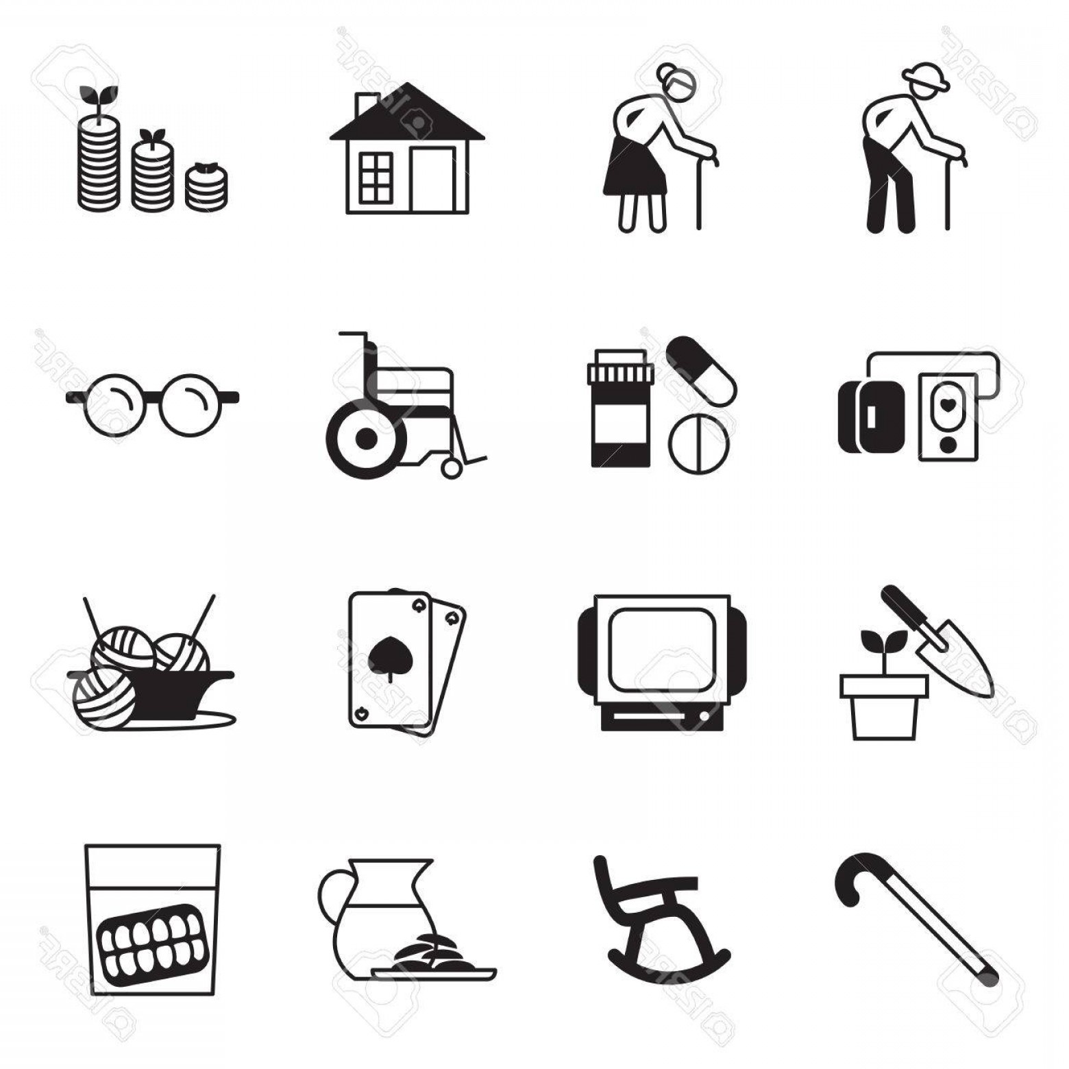 1560x1560 Photostock Vector Retirement Old People Icon Set Createmepink