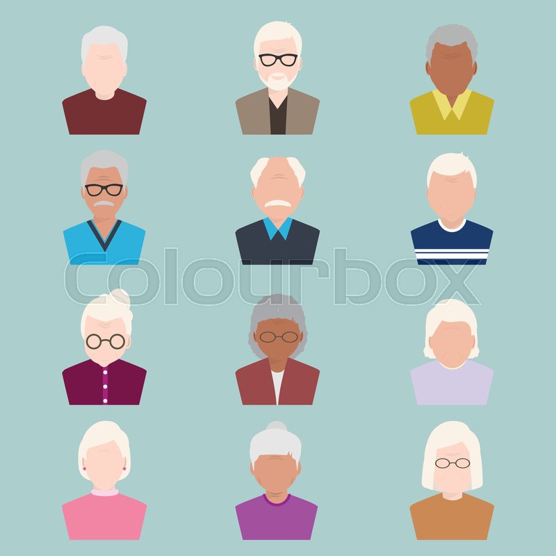 800x800 Set Of Elder People Icon, Old People Stock Vector Colourbox