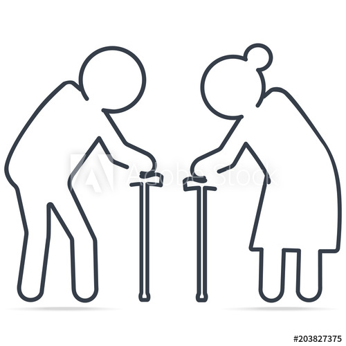 500x500 Elderly Symbol Old People Icon, Simple Line Icon Vector