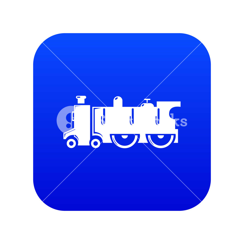 1000x1000 Old Steam Locomotive Icon Blue Vector Isolated On White Background