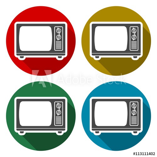 500x500 Tv Icon, Old Tv Icons Set With Long Shadow