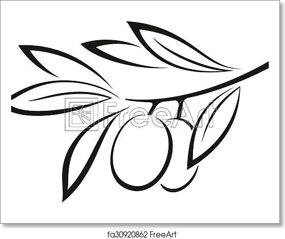 560x470 Free Art Print Of Olive Branch With Berries Black Icon Olive