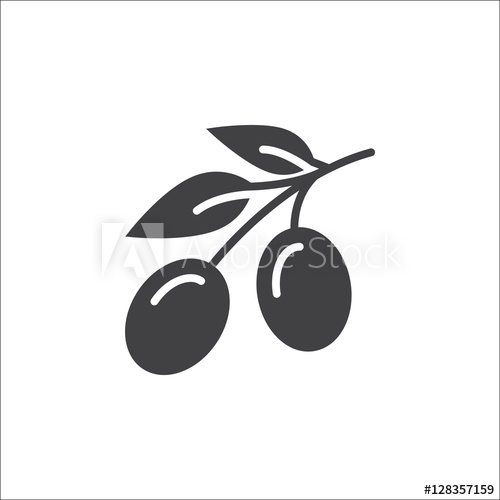 500x500 Olive Icon Vector, Filled Flat Sign, Solid Pictogram Isolated