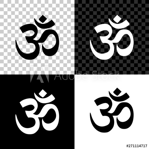 500x500 Om Or Aum Indian Sacred Sound Icon On Black, White And Transparent