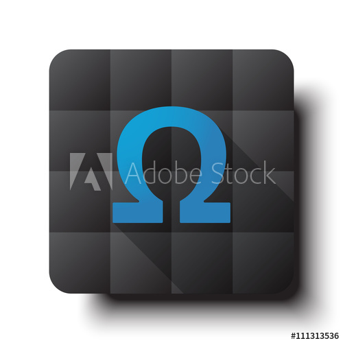500x500 Flat Omega Icon On Black App Button With Drop Shadow