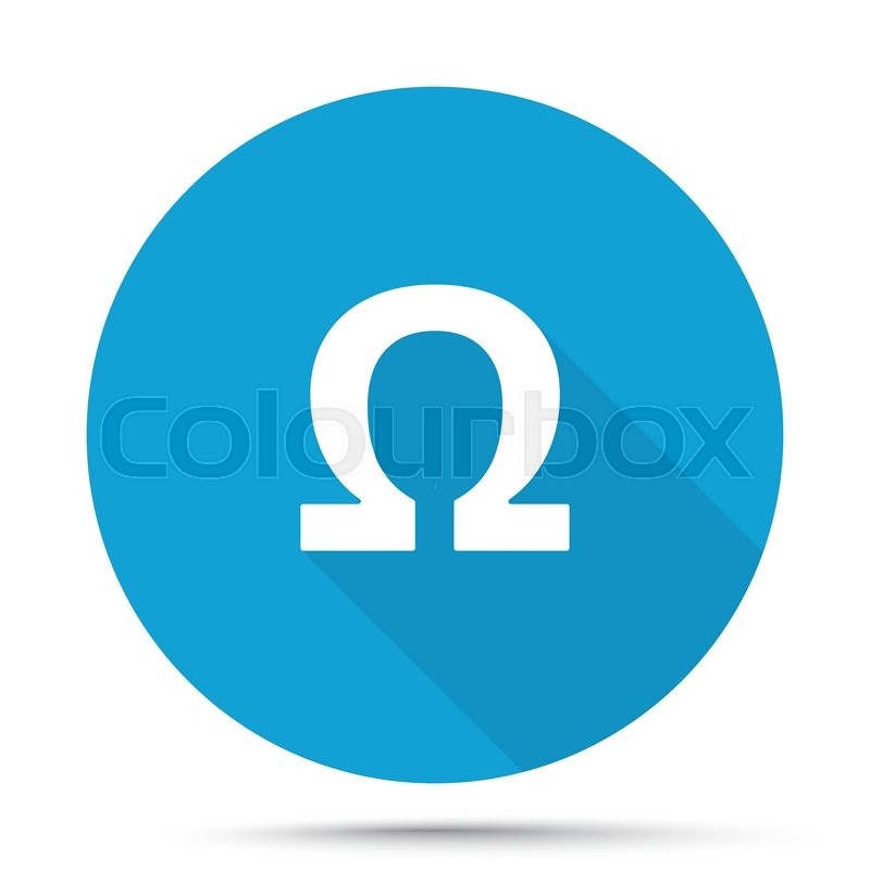 800x800 White Omega Icon On Blue Button Stock Vector Colourbox