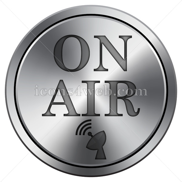 600x600 On Air Icon Round Icon Imitating Metal Button On White Background