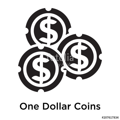 500x500 One Dollar Coins Icon Vector Sign And Symbol Isolated On White