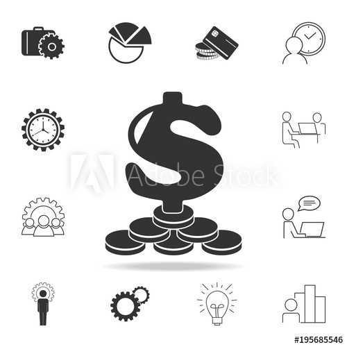 500x500 Coins Dollar Icon Detailed Set Of Finance, Banking And Profit