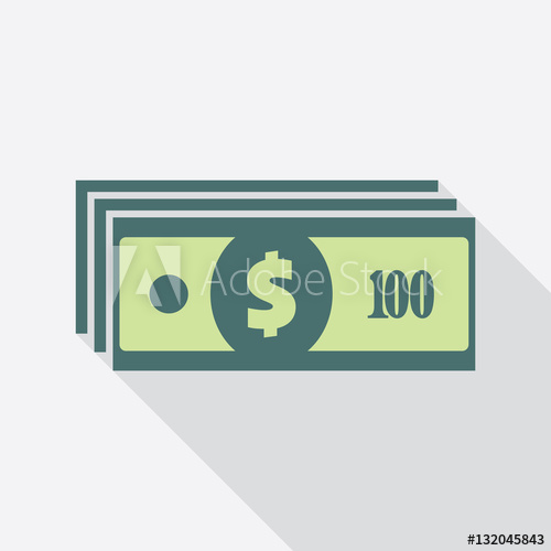 500x500 Dollar Banknotes Stack Flat Icon American Currency Note Symbol