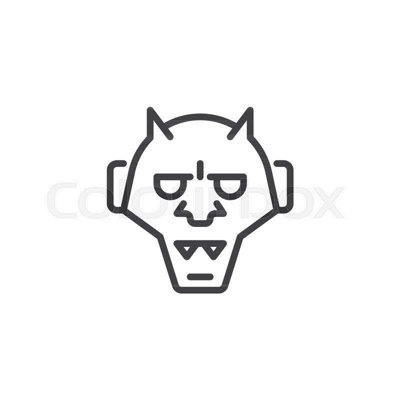 800x800 Japanese Hannya Outline Icon Linear Stock Vector Colourbox