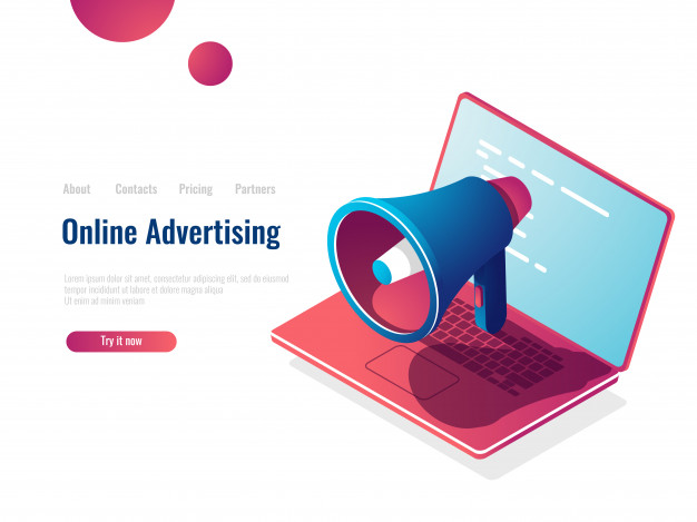 626x469 Loudspeaker Isometric Icon, Online Internet Advertising