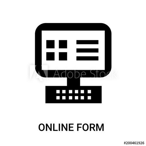 500x500 Online Form Icon On White Background, In Black, Vector Icon