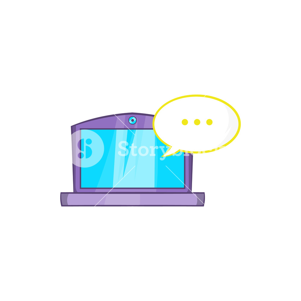 1000x1000 Online Computer Chat Icon In Cartoon Style On A White Background