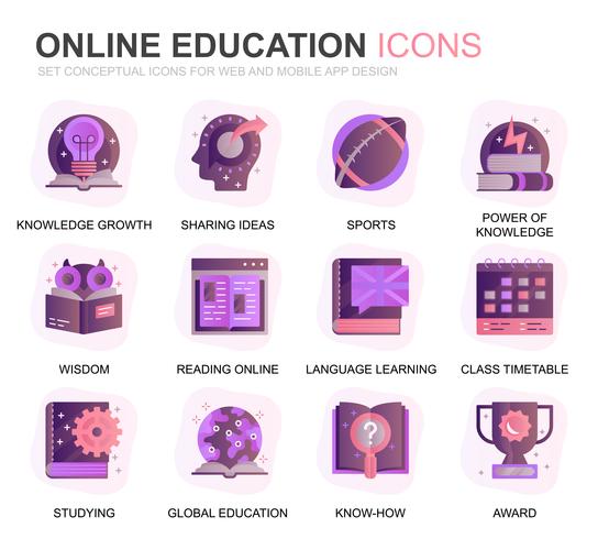 544x490 Modern Set Education And Knowledge Gradient Flat Icons For Website