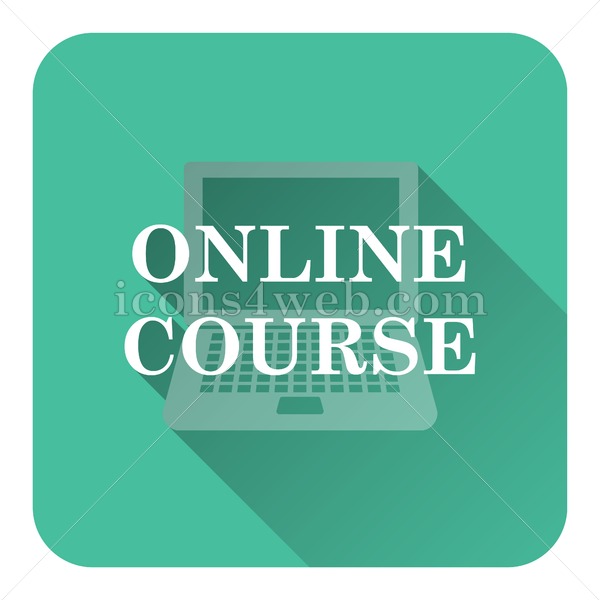 600x600 Online Course Flat Icon With Long Shadow Vector