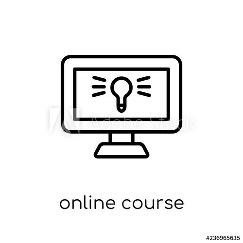 500x500 Online Course Icon Trendy Modern Flat Linear Vector Online Course