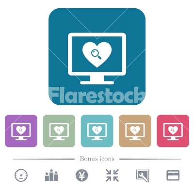 400x400 Online Dating Flat Icons On Color Rounded Square Backgrounds