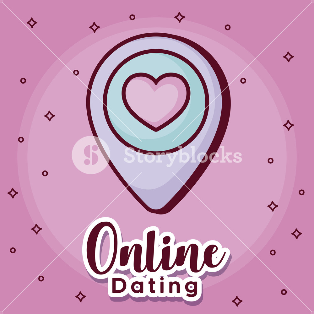 1000x1000 Online Dating Design With Location Pn Over Pink Background