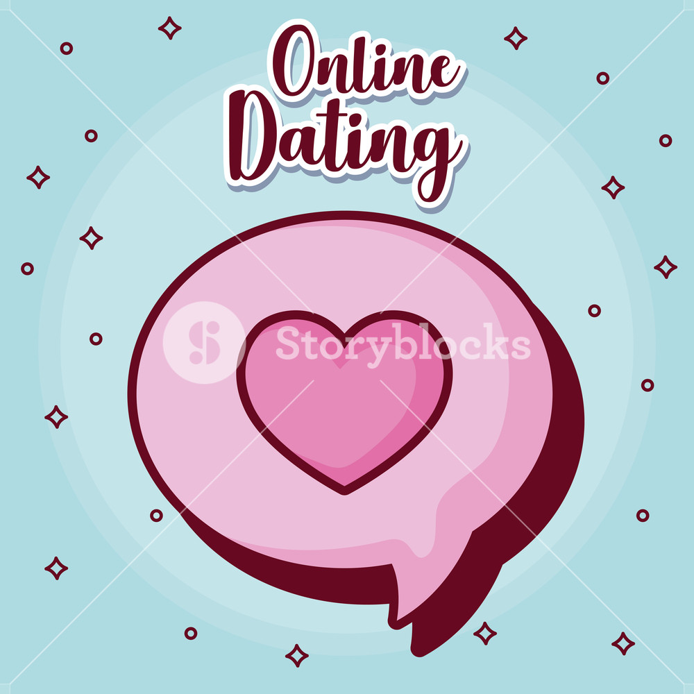 1000x1000 Online Dating Design With Speech Bubble With Heart Icon Over Blue