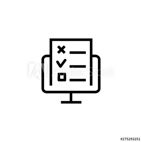 500x500 Monitor With Checklist Line Icon Online Application, Report
