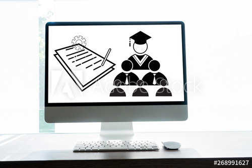 500x334 Online Education, Icon Paperwork Document Sheet And Graduated