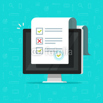 400x400 Online Form Survey On Computer Vector Illustration, Flat Cartoon