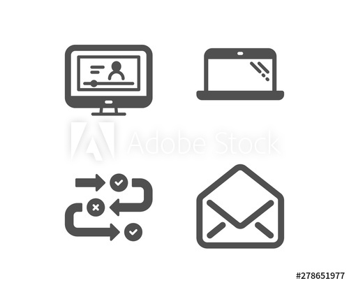 500x405 Set Of Laptop, Survey Progress And Online Video Icons Mail Sign