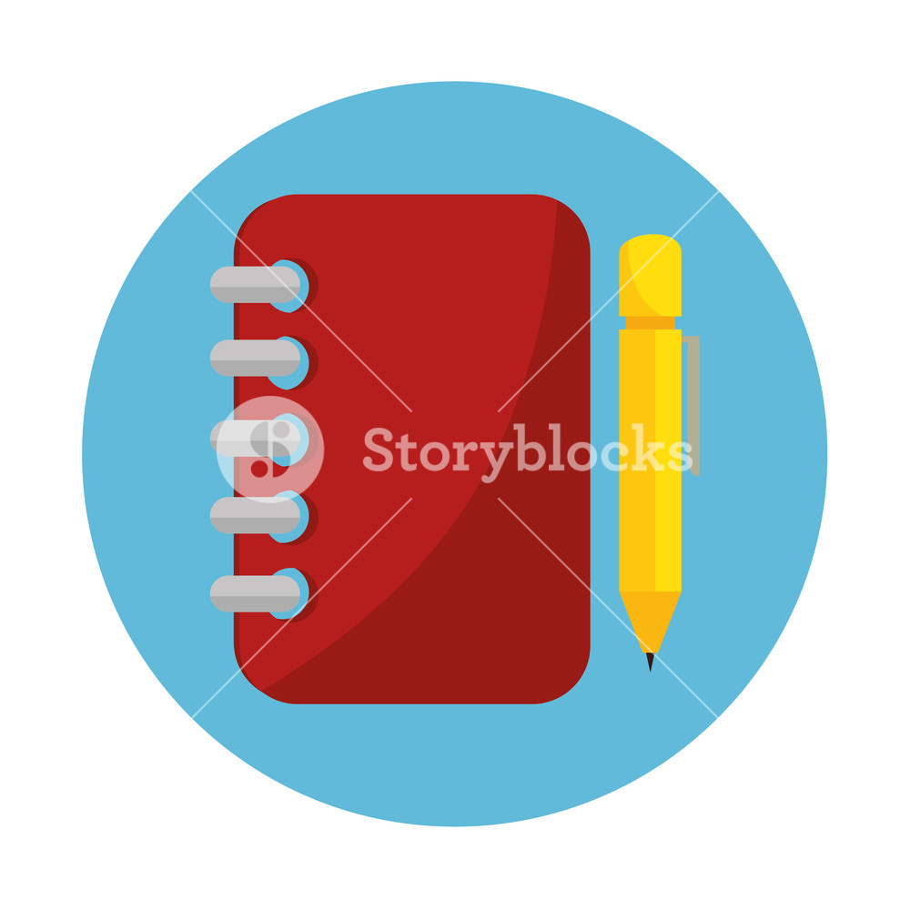 1000x1000 Notebook Spiral With Pencil Education Online Icon Vector