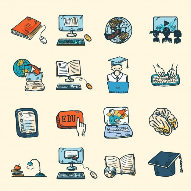 626x626 Colored Online Education Graduation And E Learning Icons Sketch