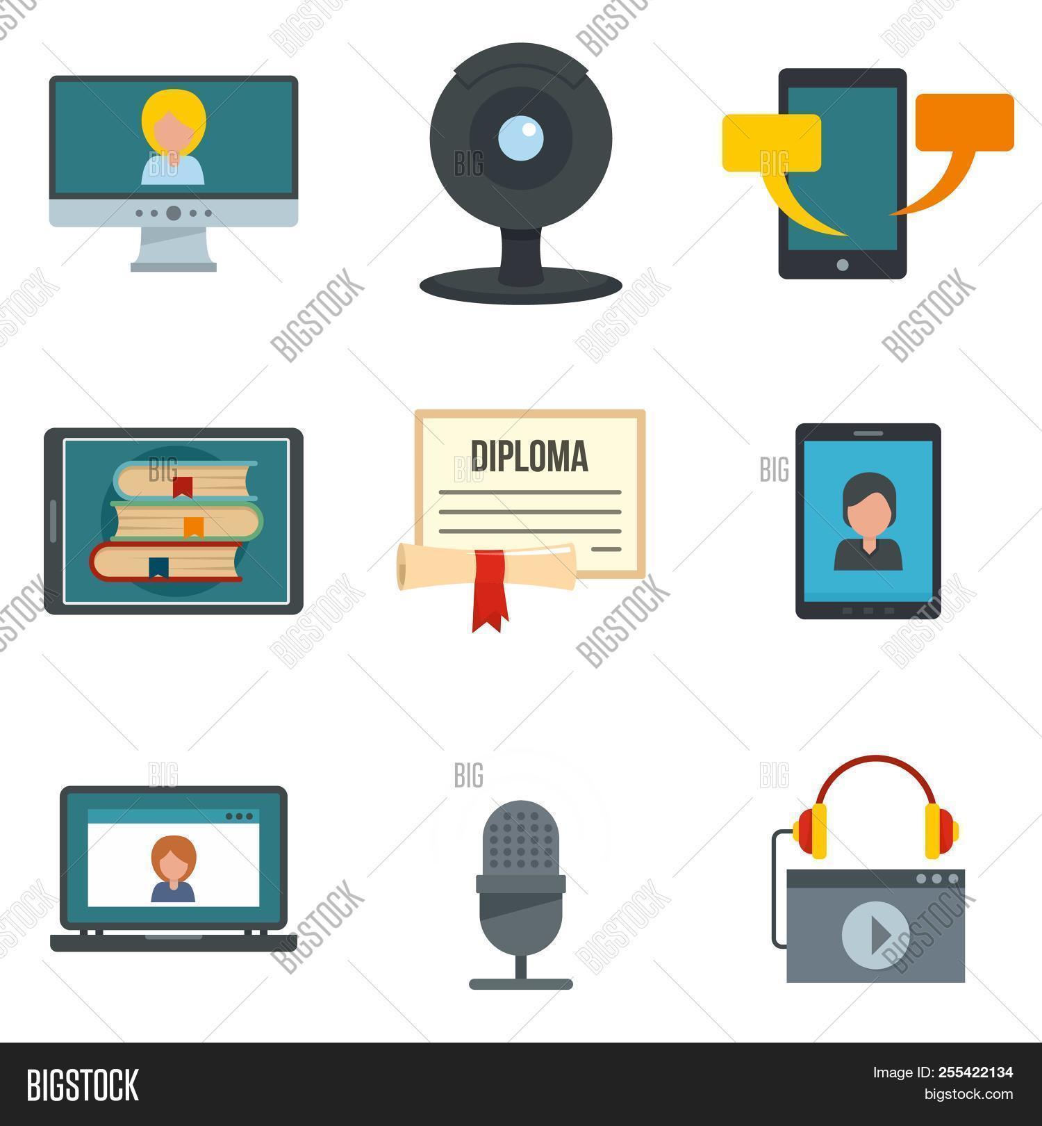 1500x1620 Webinar Training Online Learning Icons Set Flat Image