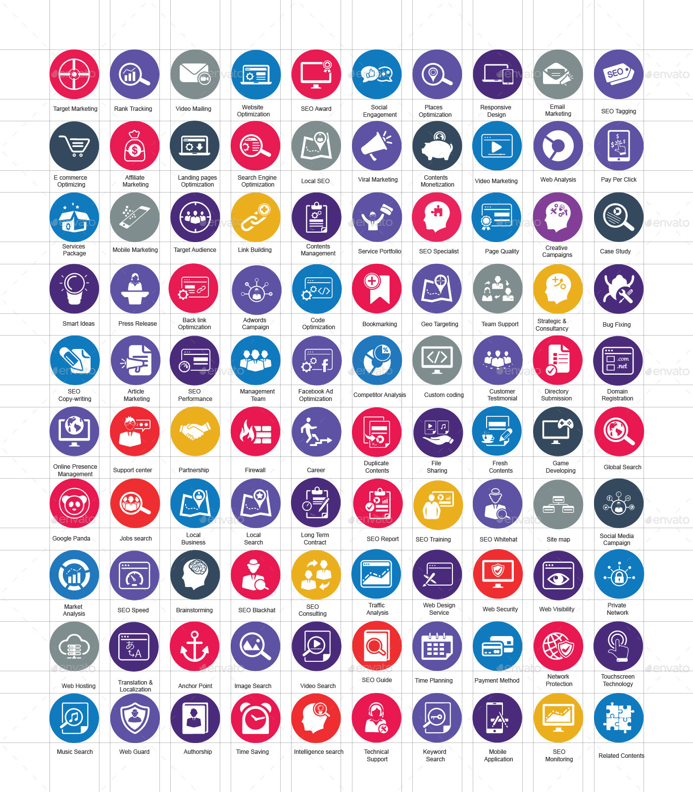 1400x1600 Essential Seo Online Marketing Icons Decolore Net