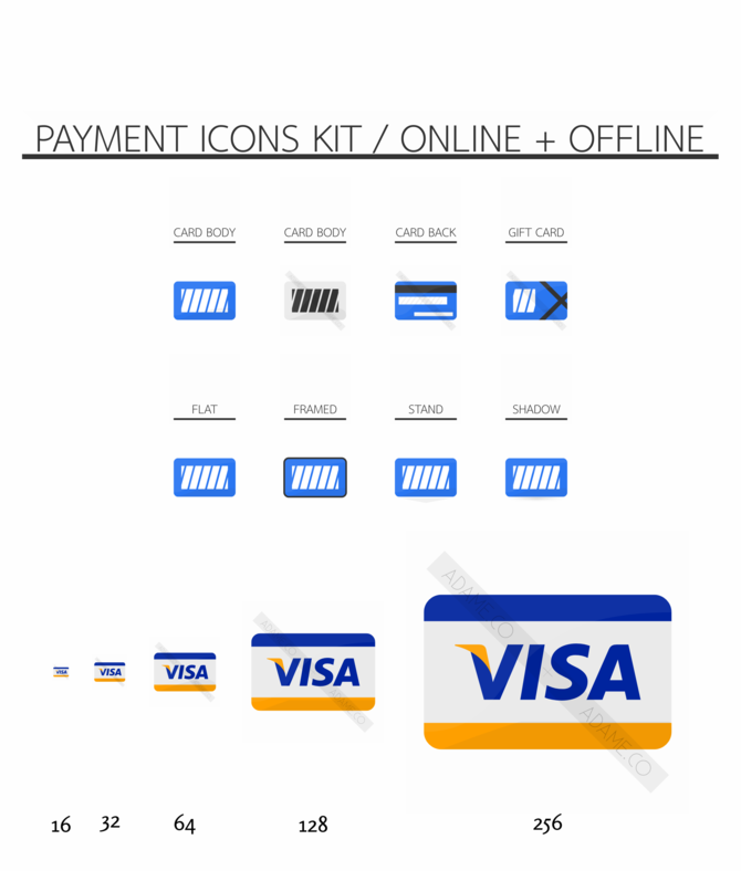 670x788 Payment Icons Kit Online + Offline