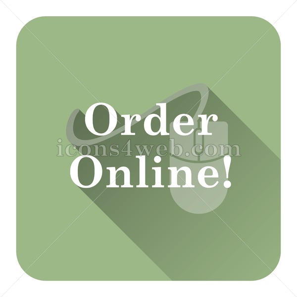 600x600 Order Online Flat Icon With Long Shadow Vector