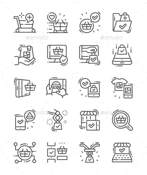 590x700 Future Shopping Line Icons Fully Customisable Set Of Icons