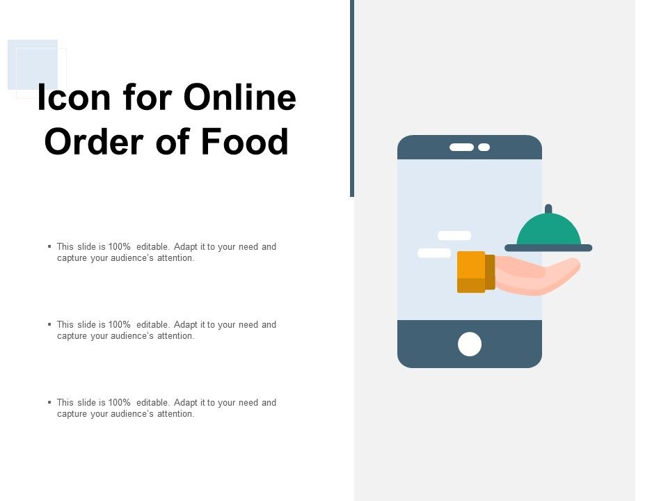 960x720 Icon For Online Order Of Food Powerpoint Slide Presentation