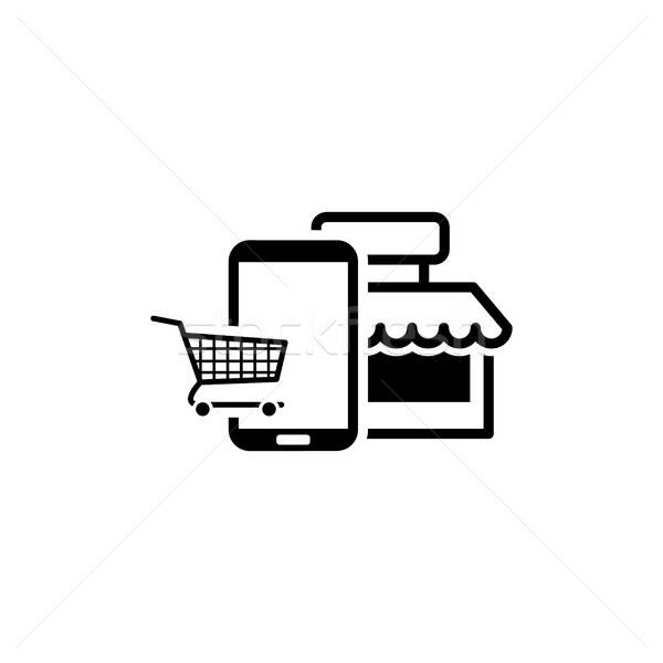 600x600 Online Shopping Icon Flat Design Vector Illustration Vadym