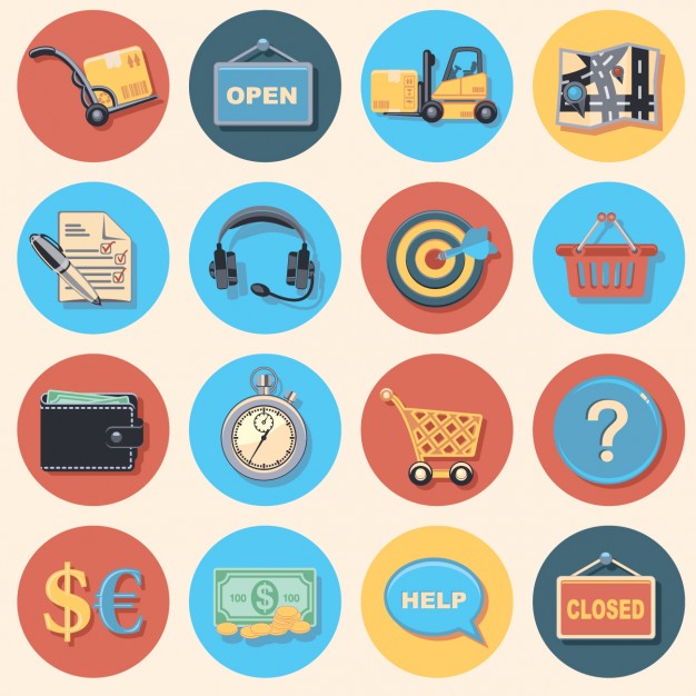 626x626 Online Shopping Icons Collection Vector Free Download