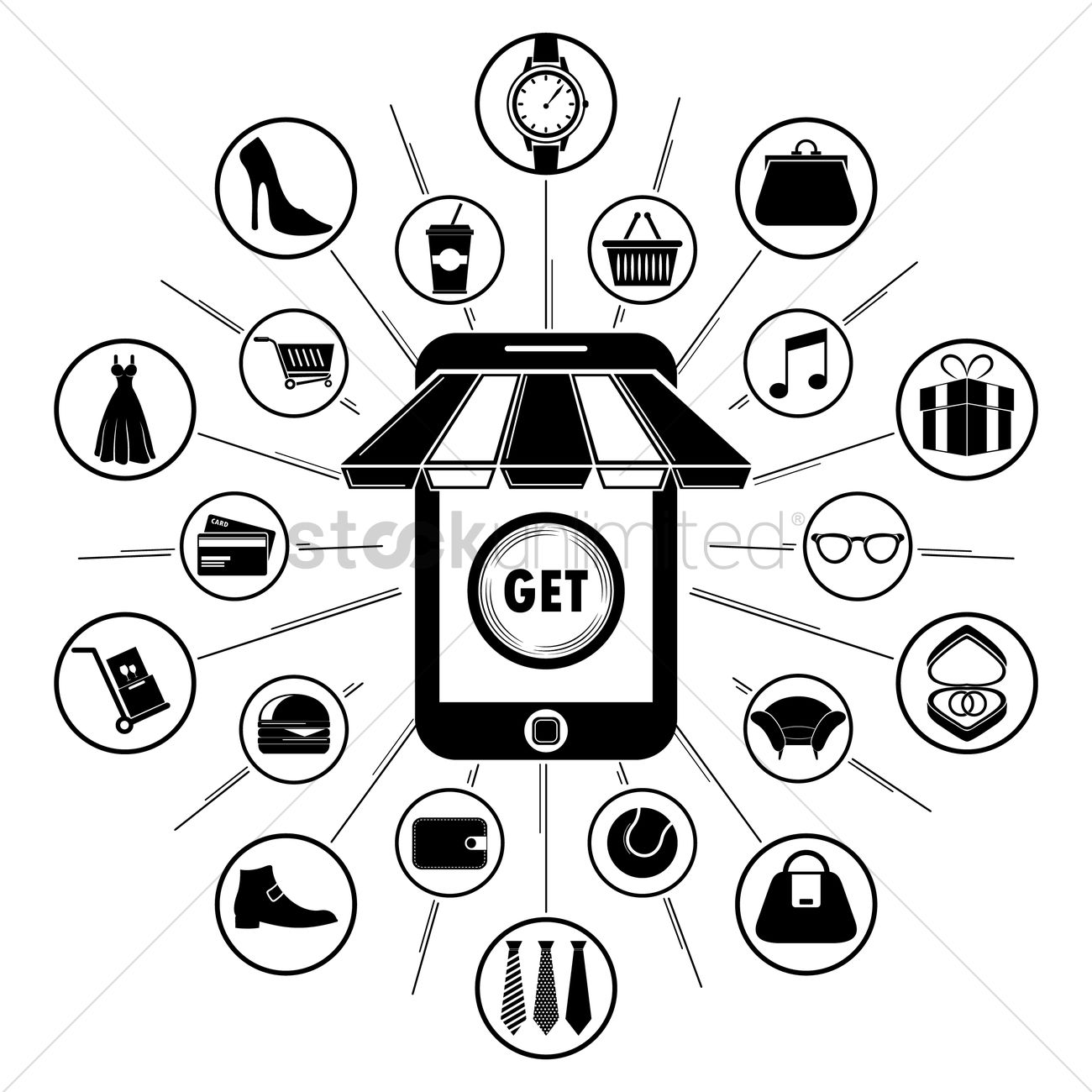 1300x1300 Set Of Online Shopping Icons Vector Image