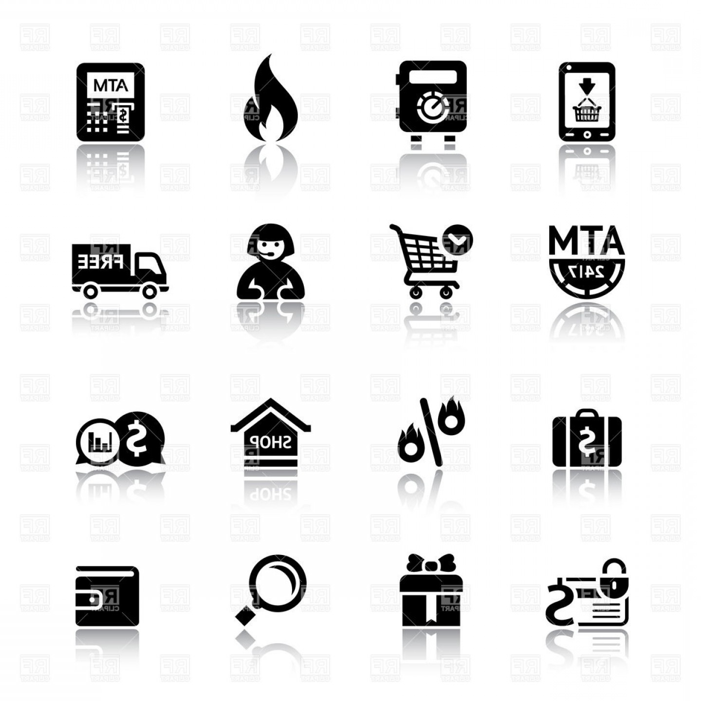 1440x1440 Simple Online Shopping Icons Vector Clipart Soidergi