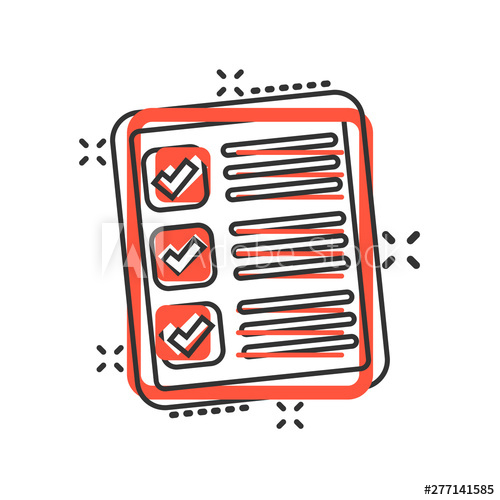 500x500 Questionnaire Icon In Comic Style Online Survey Vector Cartoon