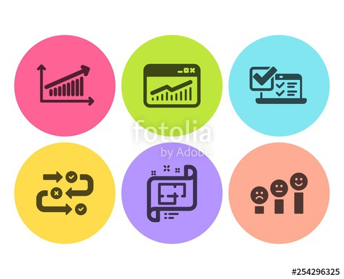 500x405 Chart, Architectural Plan And Online Survey Icons Simple Set