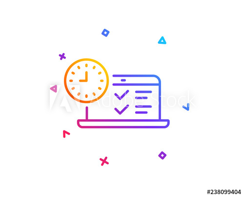 500x405 Online Test Line Icon Time Sign Examination Symbol Gradient