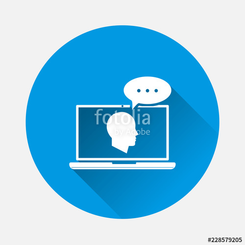 500x500 Vector Online Training Icon On Blue Background Flat Image Remote
