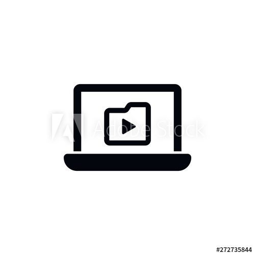 500x500 Laptop, Folder, Videos, Online Training Icon Simple Glyph, Flat
